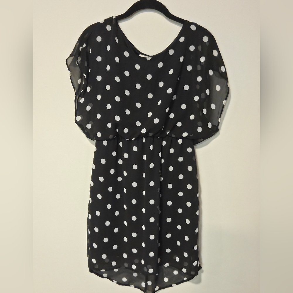 Pins & Needles Black Dress with White Polka Dots Size Small